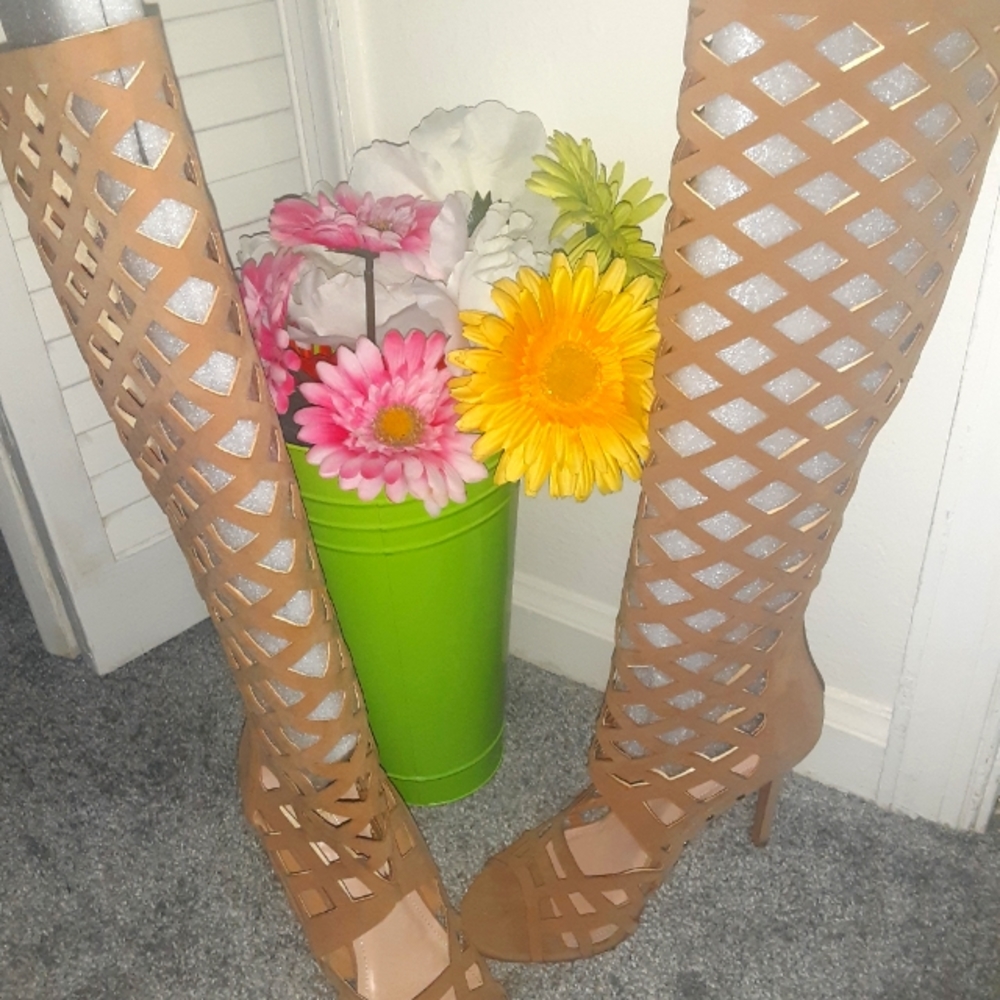 Size 7 beige Net high heels
